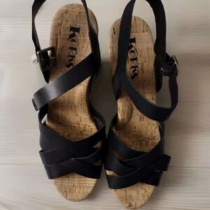 Korks Wood MIA Platform Clog Sandals Navy US 11 M Women